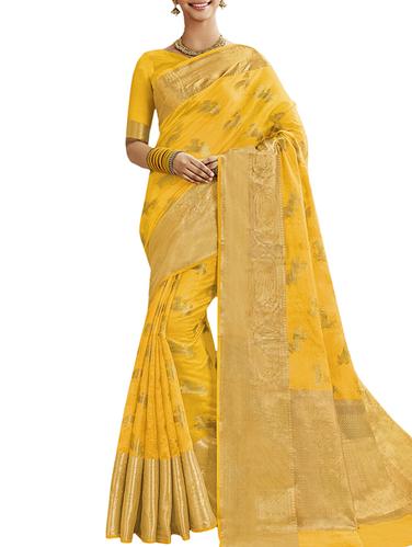 Conversational zari banarasi saree with blouse - 15414555 - Very Small Image - 1