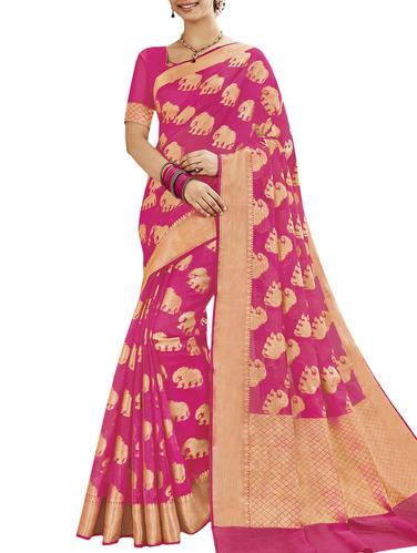 Conversational zari banarasi saree with blouse - 15414557 - Very Small Image - 1