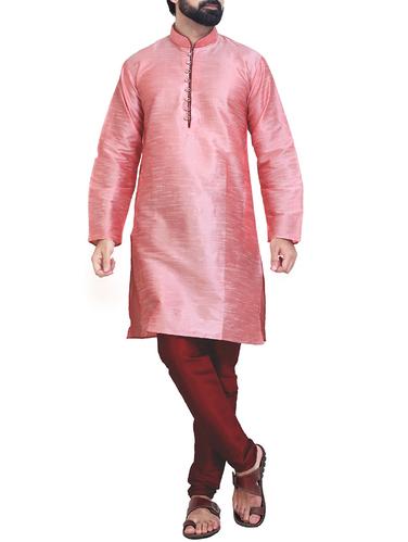 pink silk blend kurta pyjama set - 15414561 - Very Small Image - 1