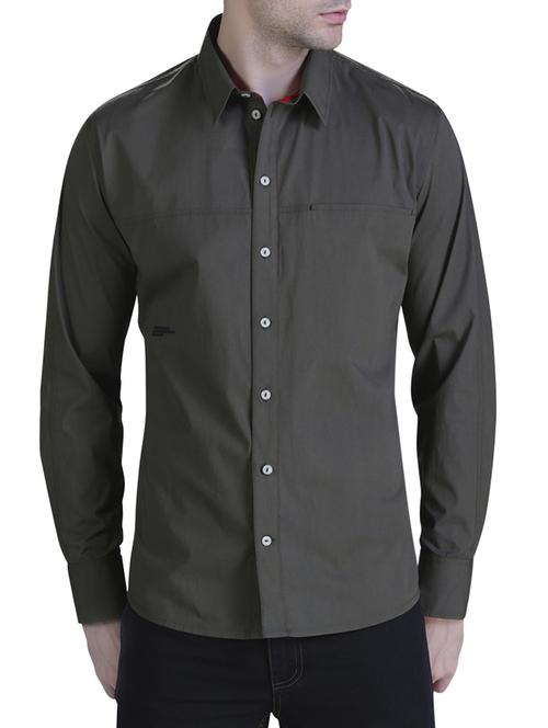 green cotton casual shirt - 15414573 - Standard Image - 1