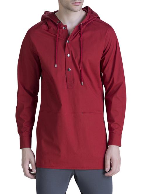 red cotton short kurta - 15414589 - Standard Image - 1