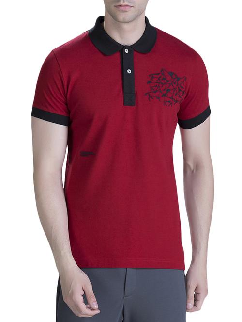 red cotton polo t-shirt - 15414602 - Standard Image - 1