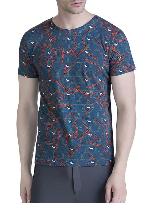 blue cotton all over print t-shirt - 15414606 - Standard Image - 1