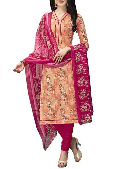 Printed unstitched churidaar suit - 15414633 - Standard Image - 1