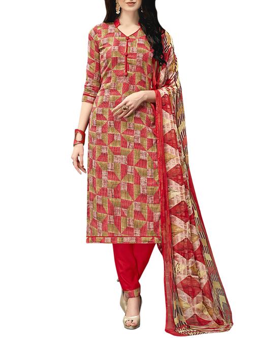 Printed unstitched churidaar suit - 15414635 - Standard Image - 1
