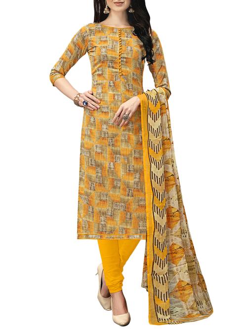 Printed unstitched churidaar suit - 15414636 - Standard Image - 1