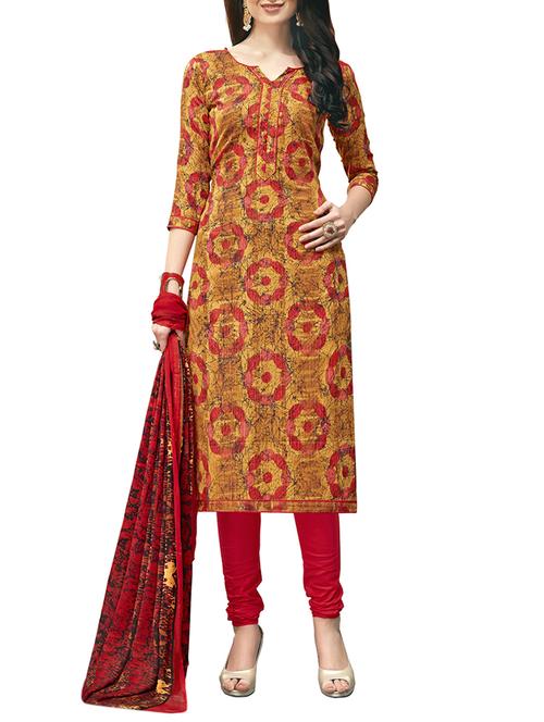 Printed unstitched churidaar suit - 15414640 - Standard Image - 1
