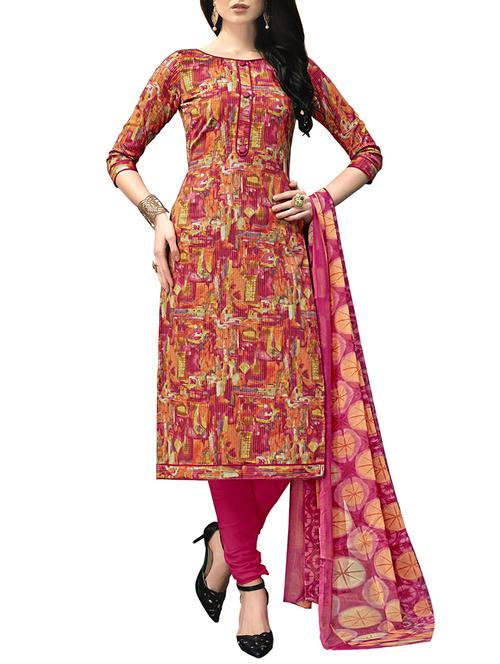 Abstract print unstitched churidaar suit - 15414641 - Standard Image - 1