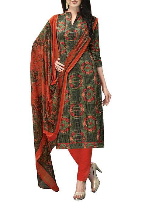 Printed unstitched churidaar suit - 15414642 - Standard Image - 1