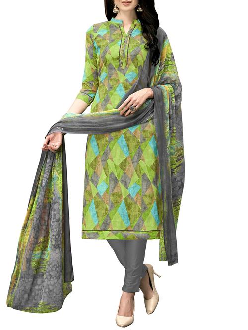 Printed unstitched churidaar suit - 15414643 - Very Small Image - 1