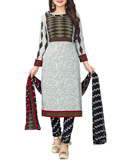 Printed unstitched churidaar suit - 15414667 - Standard Image - 1