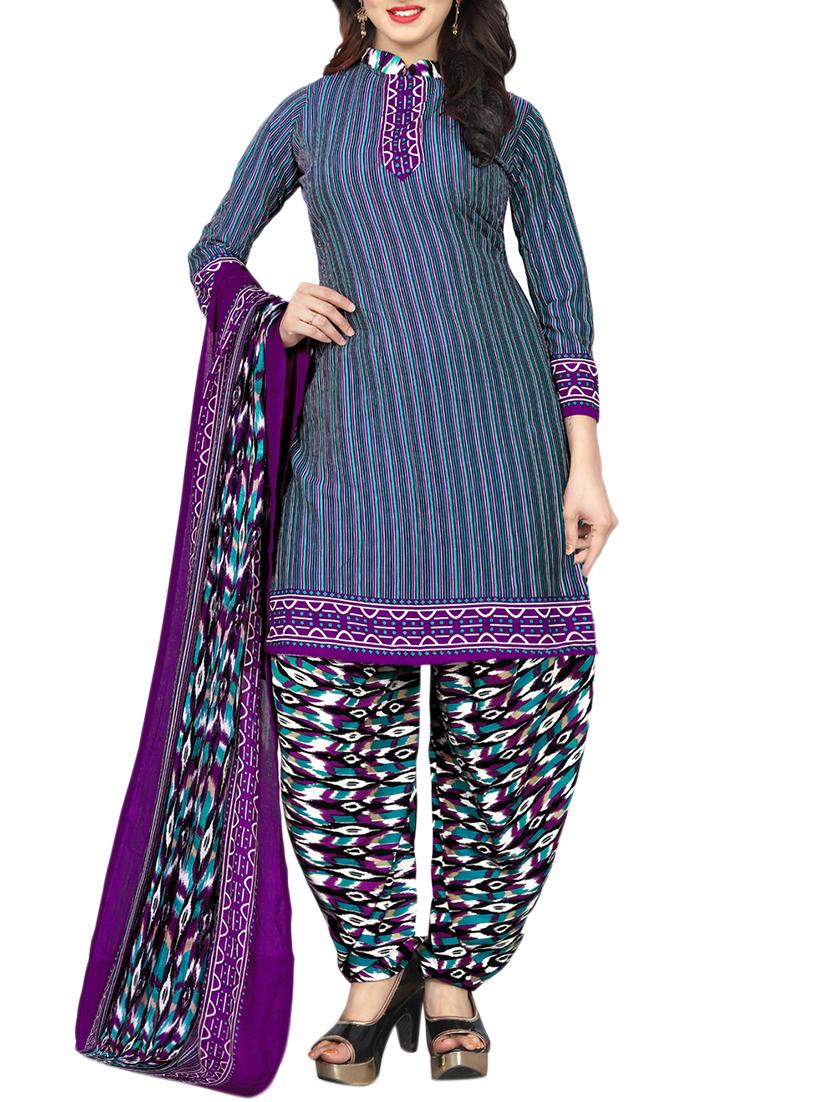 Printed unstitched salwar suit - 15414669 - Zoom Image - 1
