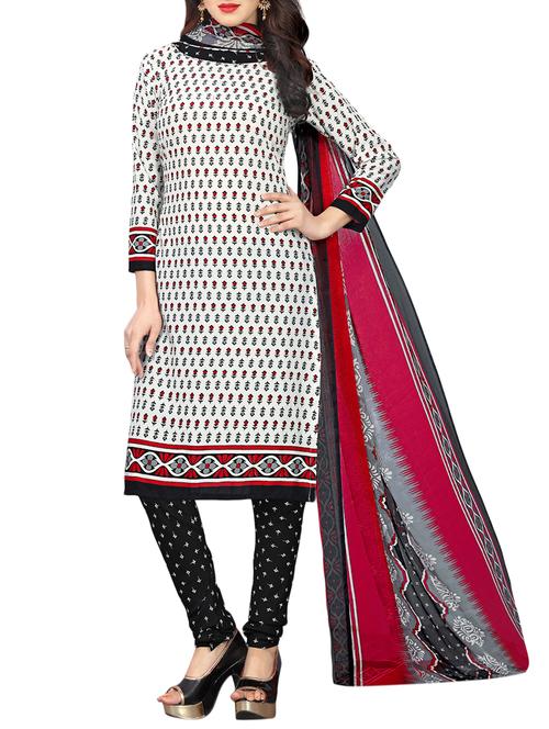 Printed unstitched churidaar suit - 15414671 - Standard Image - 1