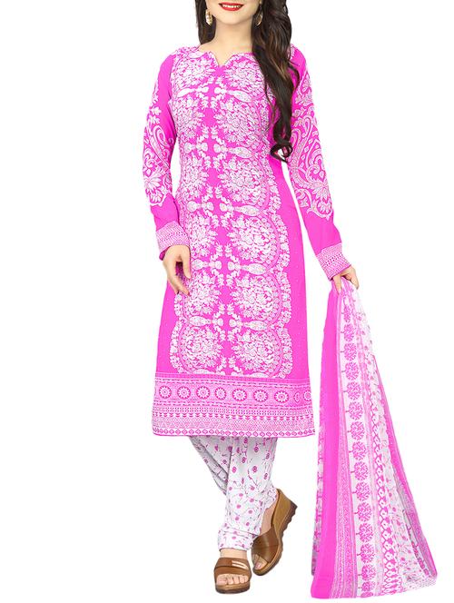 Printed unstitched churidaar suit - 15414676 - Standard Image - 1