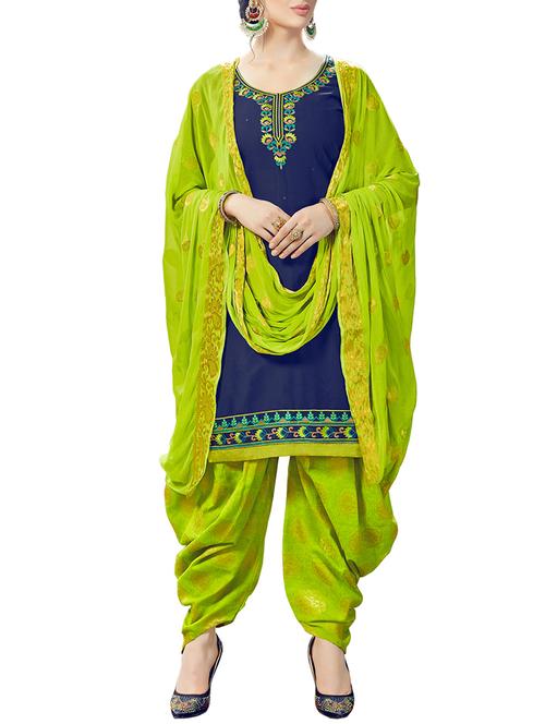Embroidered unstitched patiyala suit - 15414686 - Standard Image - 1