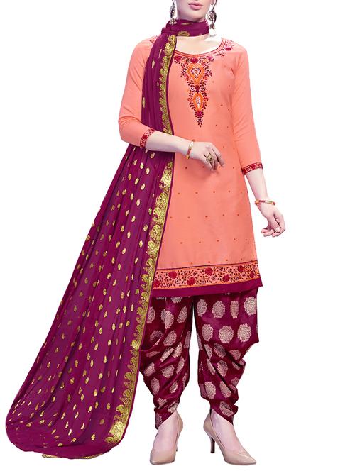 Embroidered unstitched patiyala suit - 15414688 - Standard Image - 1