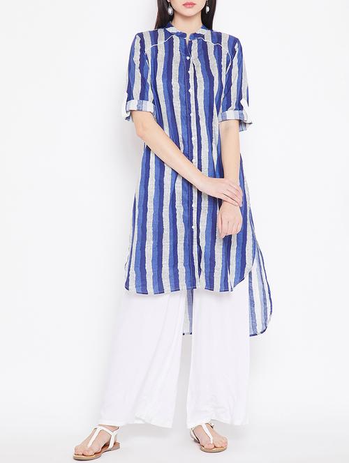 High low stripes kurta - 15414690 - Standard Image - 1
