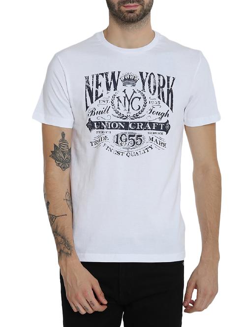 white cotton chest print tshirt - 15414697 - Standard Image - 1