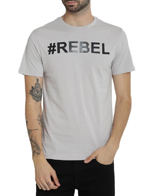 grey cotton chest print tshirt - 15414701 - Standard Image - 1