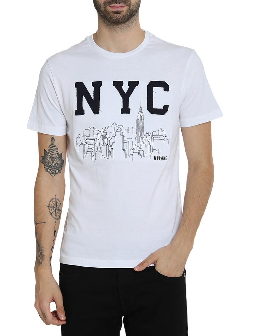 white cotton chest print t-shirt - 15414703 - Zoom Image - 1