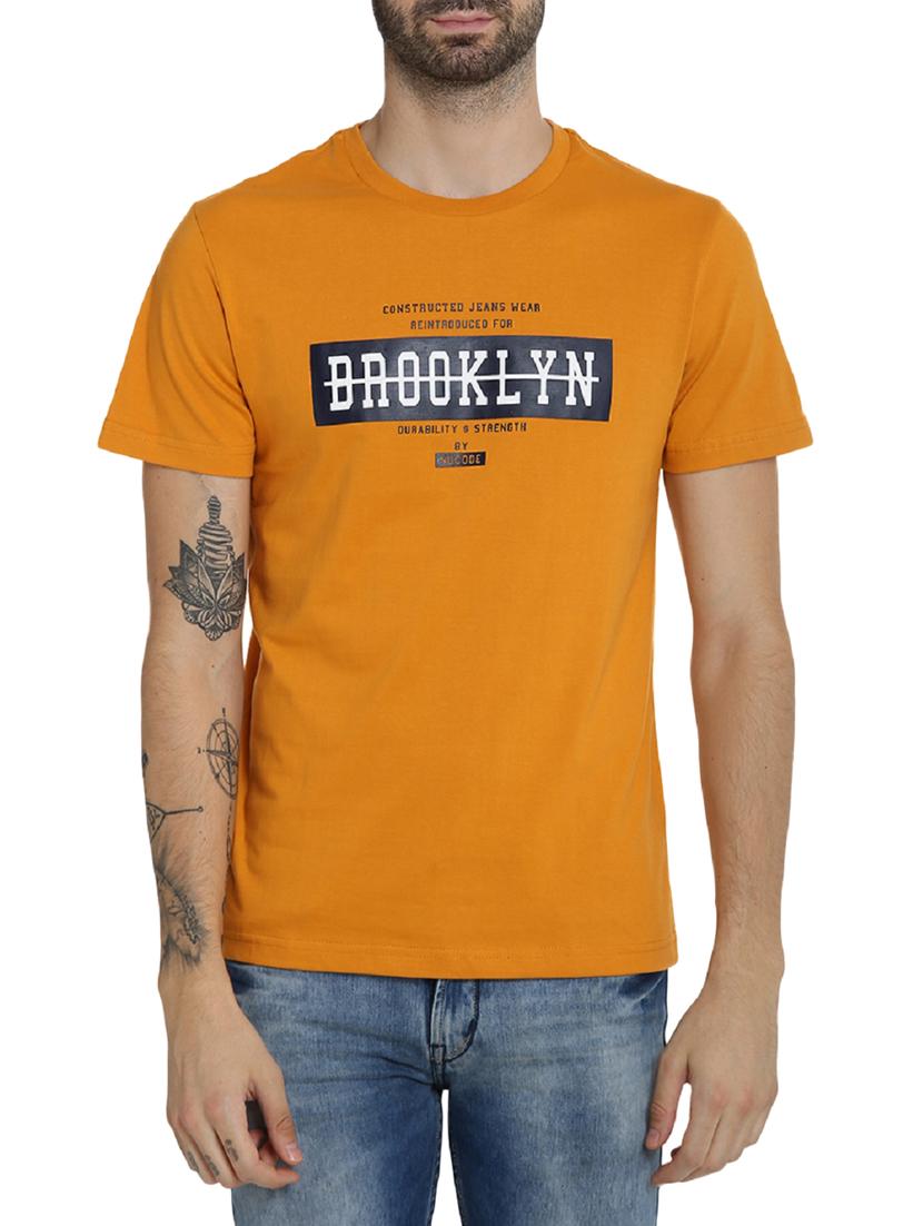 orange cotton chest print t-shirt - 15414707 - Zoom Image - 1