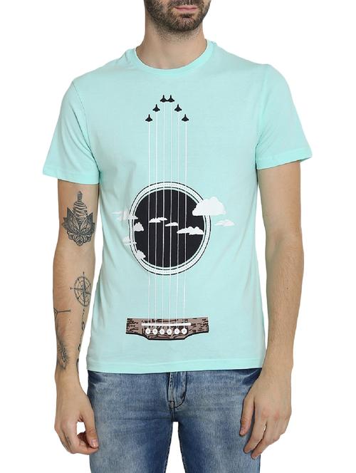 light blue cotton front print tshirt - 15414708 - Standard Image - 1
