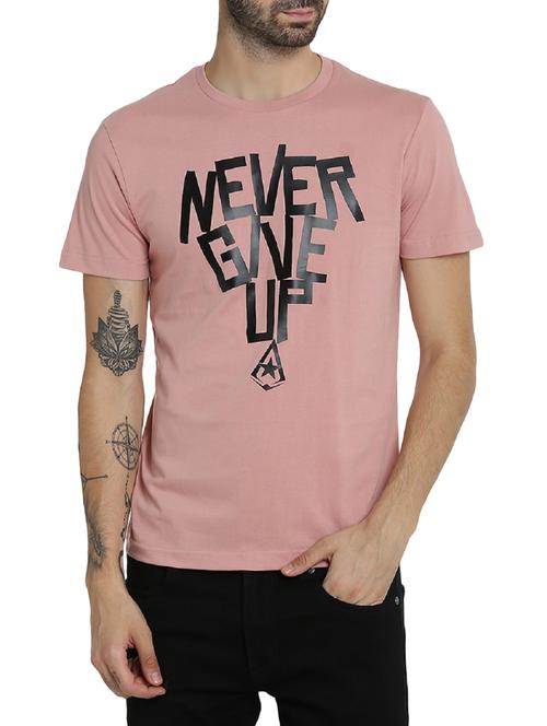 pink cotton chest print t-shirt - 15414709 - Standard Image - 1