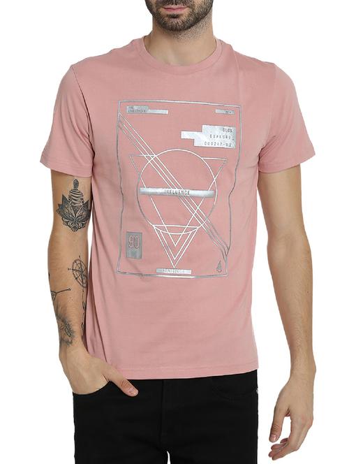 pink cotton chest print t-shirt - 15414711 - Standard Image - 1