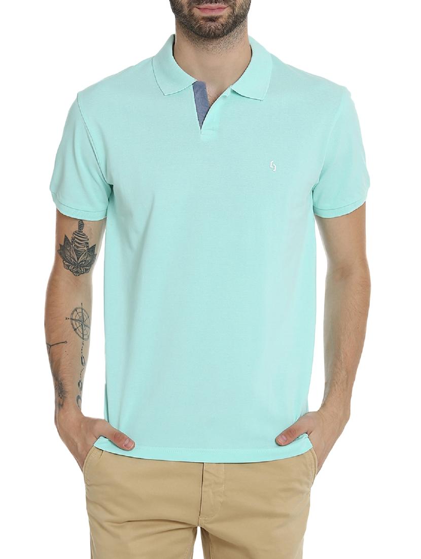 light blue cotton polo t-shirt - 15414719 - Zoom Image - 1