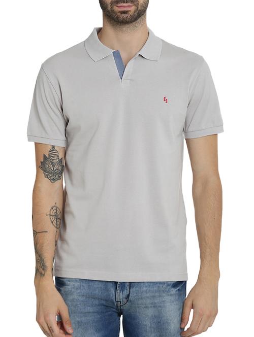 grey cotton polo t-shirt - 15414720 - Standard Image - 1