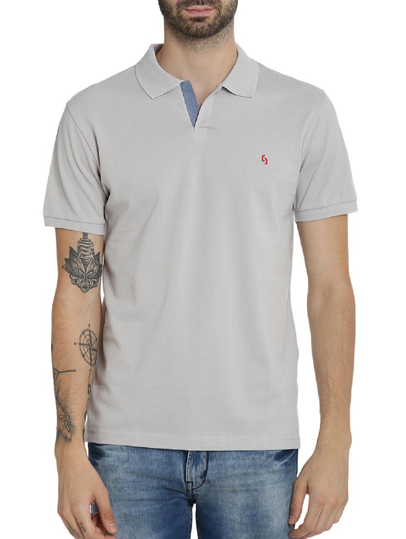 grey cotton polo t-shirt - 15414720 - Zoom Image - 1