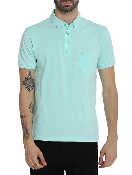 light blue cotton pocket t-shirt - 15414726 - Standard Image - 1