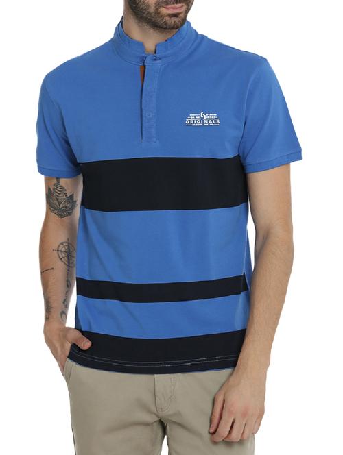 blue cotton color block t-shirt - 15414730 - Standard Image - 1