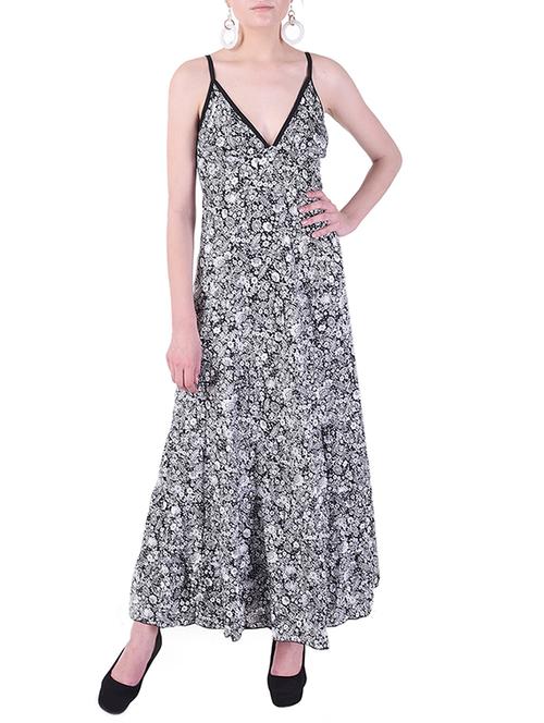 plunge neck maxi dress - 15414743 - Standard Image - 1