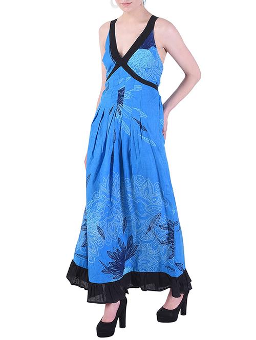 plunge neck a-line maxi dress - 15414751 - Standard Image - 1