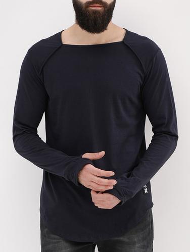 black cotton blend thumb hole t-shirt - 15414776 - Very Small Image - 1