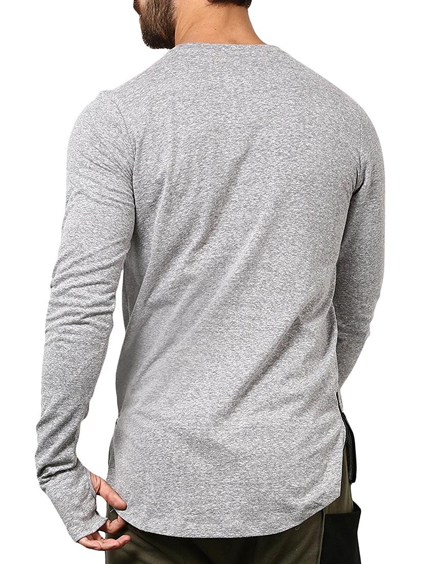 grey cotton blend thumb hole t-shirt - 15414797 - Zoom Image - 3