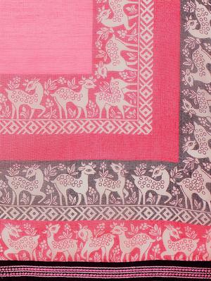 conversational bordered saree with blouse - 15414829 - Standard Image - 2