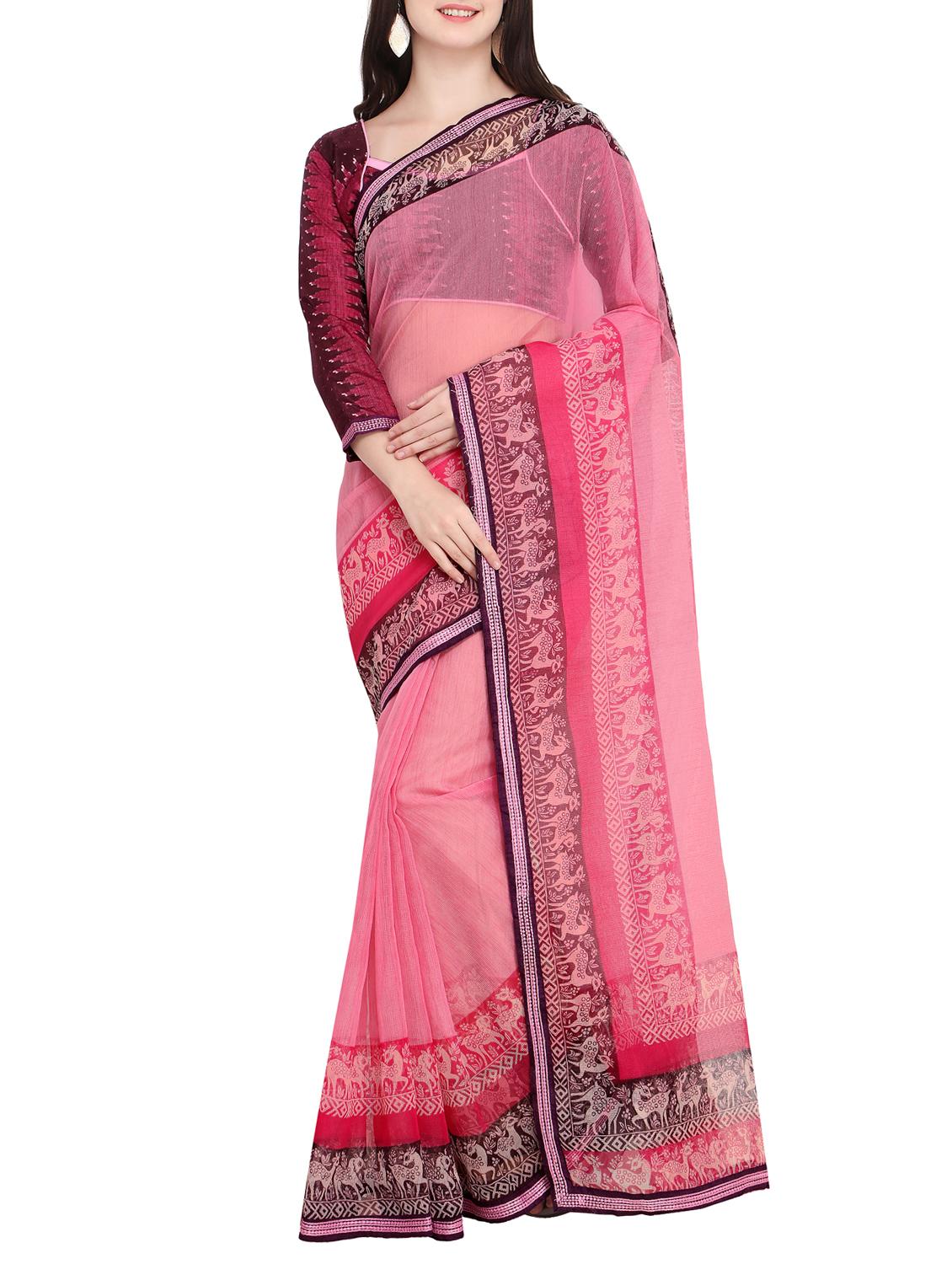 Conversational bordered saree with blouse - 15414829 - Zoom Image - 1