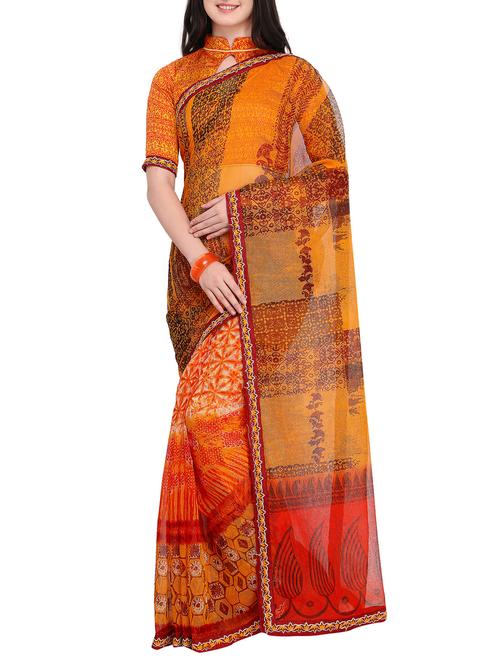 cotton blend printed saree. with blouse - 15414830 - Standard Image - 1