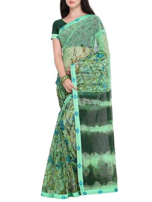 Abstract printed saree with blouse - 15414833 - Standard Image - 1