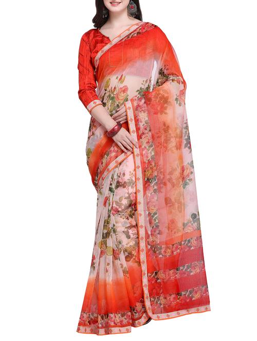 Floral printed saree with blouse - 15414835 - Standard Image - 1