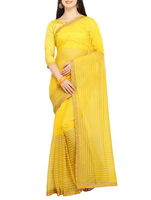 striped bordered saree with blouse - 15414836 - Very Small Image - 1