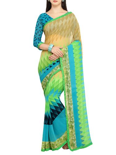 Geometrical printed saree with blouse - 15414847 - Very Small Image - 1