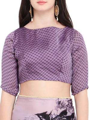 purple cotton printed saree with blouse - 15414965 - Standard Image - 3