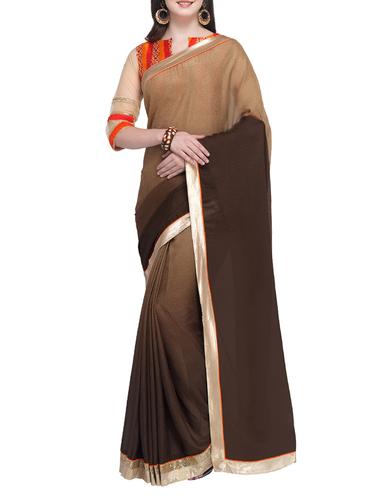 brown ombre saree with blouse - 15414967 - Very Small Image - 1