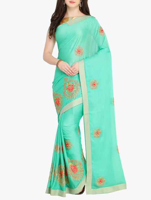 Floral embroidered saree with blouse - 15414979 - Standard Image - 1