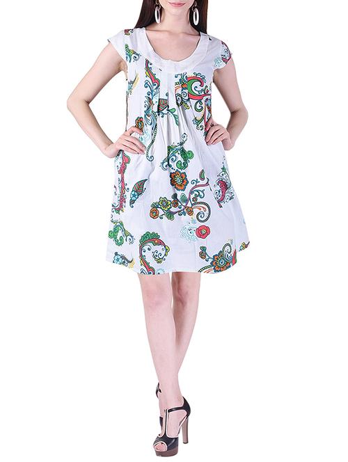 printed pleated a-line dress - 15414983 - Standard Image - 1