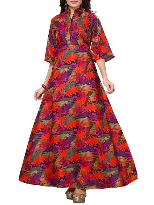 pink satin fit & flare gown - 15415012 - Standard Image - 1