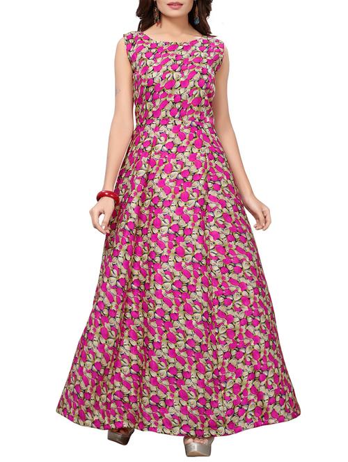 pink satin fit & flare gown - 15415018 - Standard Image - 1